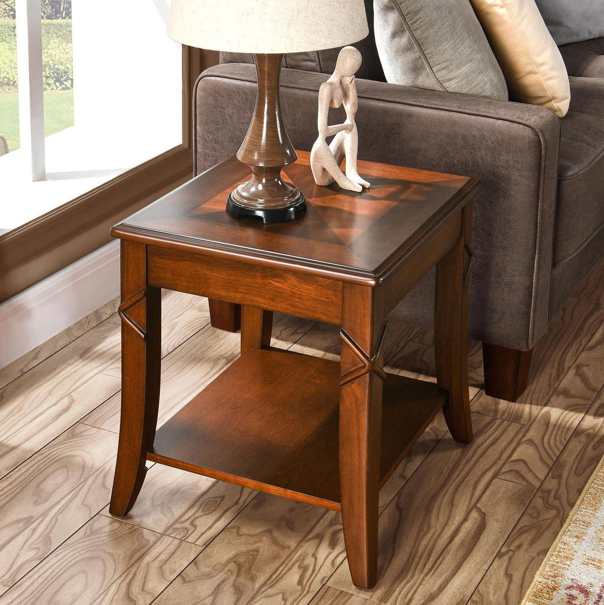 Solid Wood End Table with Storage Shelf J577278