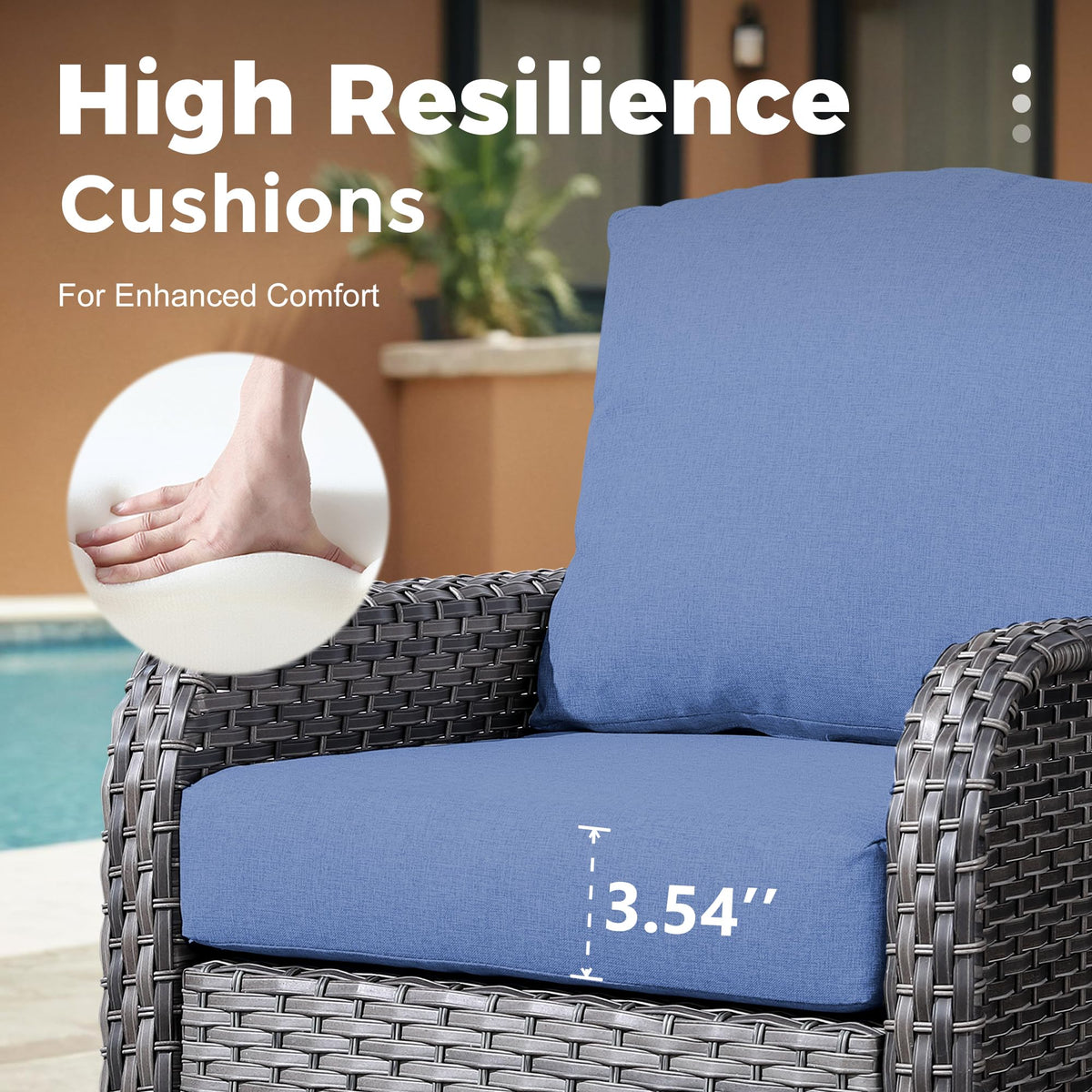2 Pieces Blue Wicker Patio Bistro Set U930