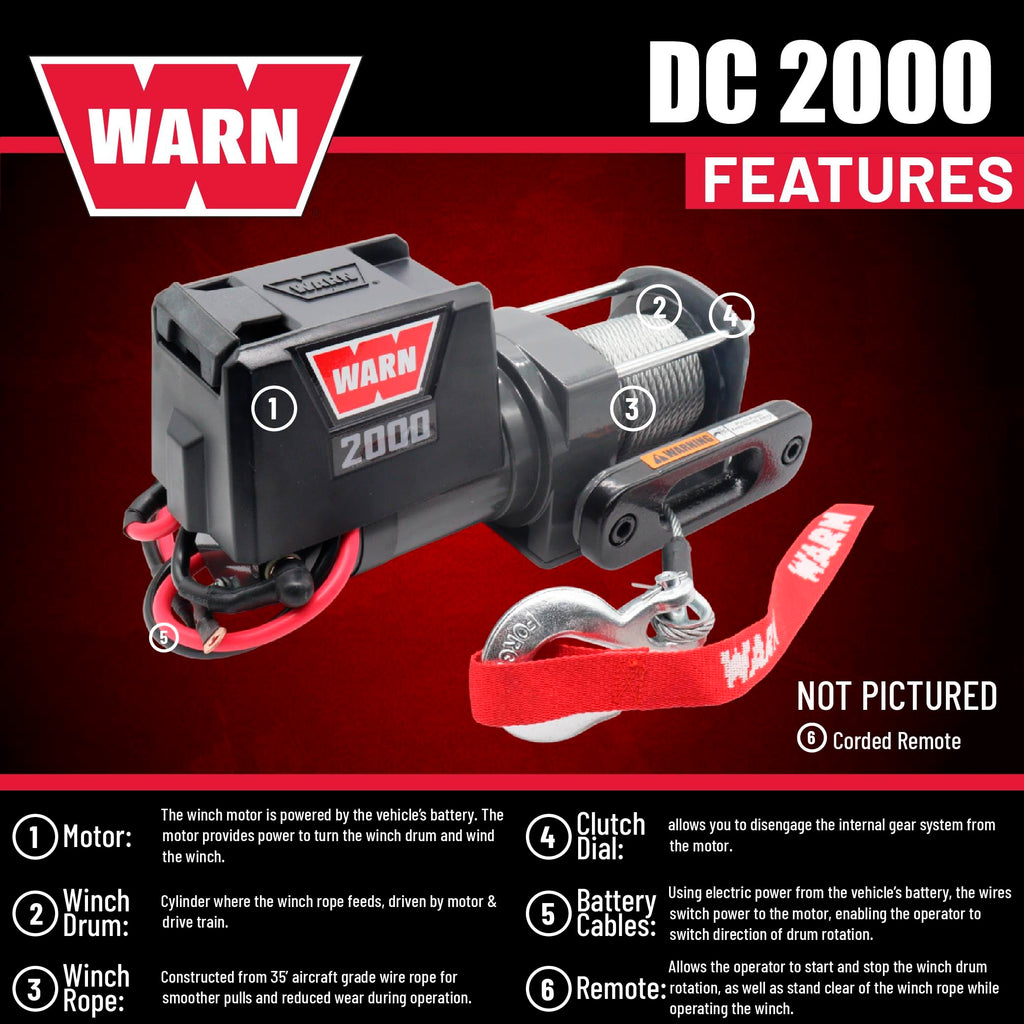 12V Electric Winch with 2000 lb Pulling Capacity S3732