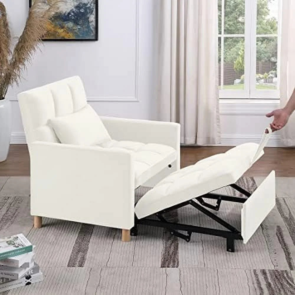 Convertible Chair Sleeper Velvet Adjustable Single Sofa Bed with Lumbar B7135