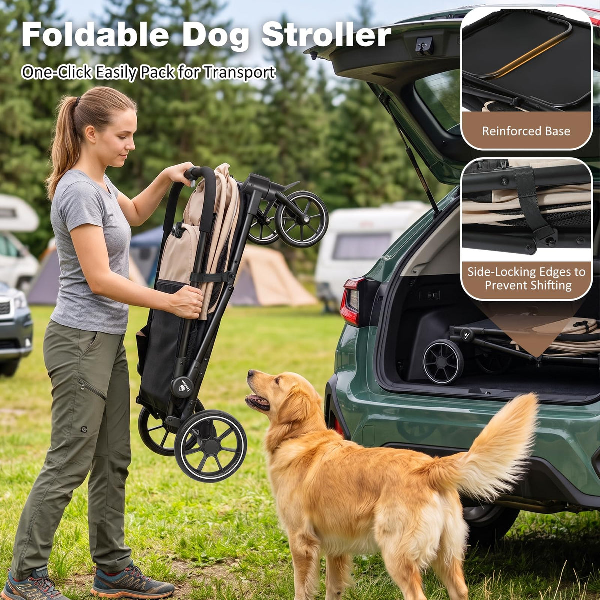 Foldable Dog Stroller with Ramp J11504