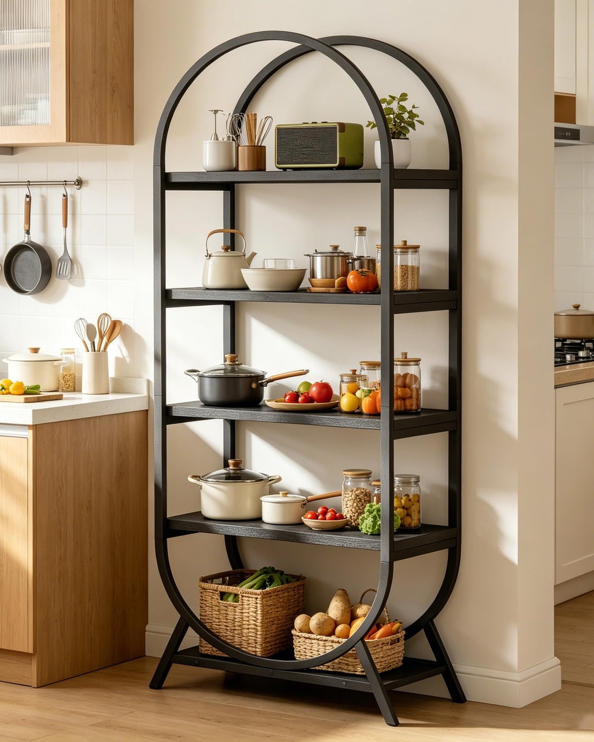 Black 5 Tier Arched Bookshelf A51599