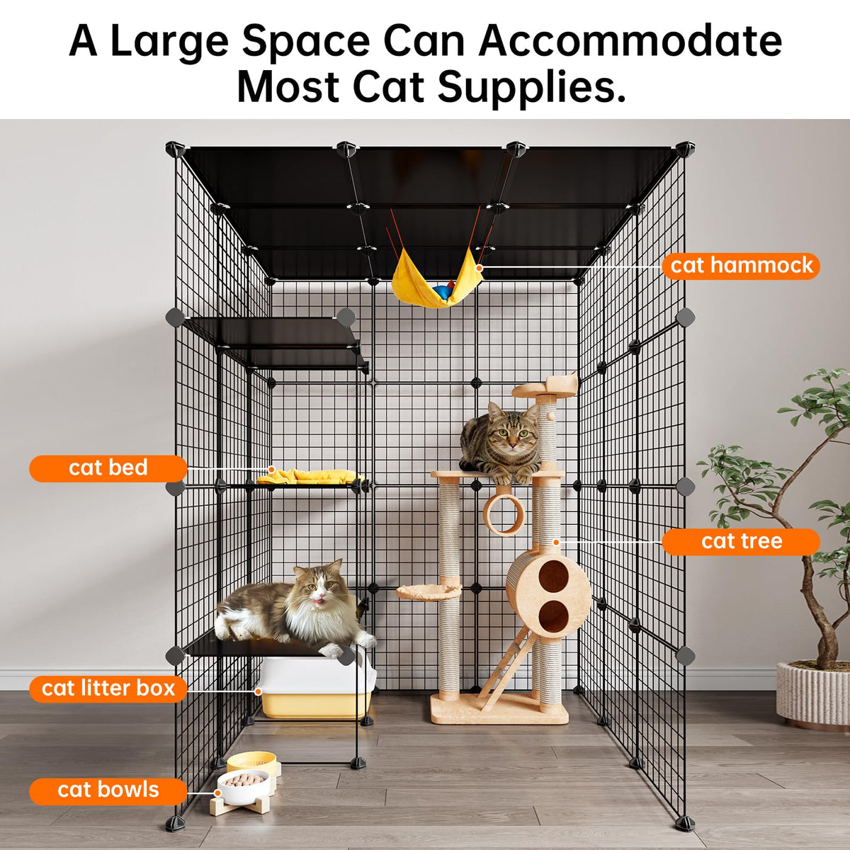 Extra Large 4-Tier Metal Cat Cage with Platforms U835