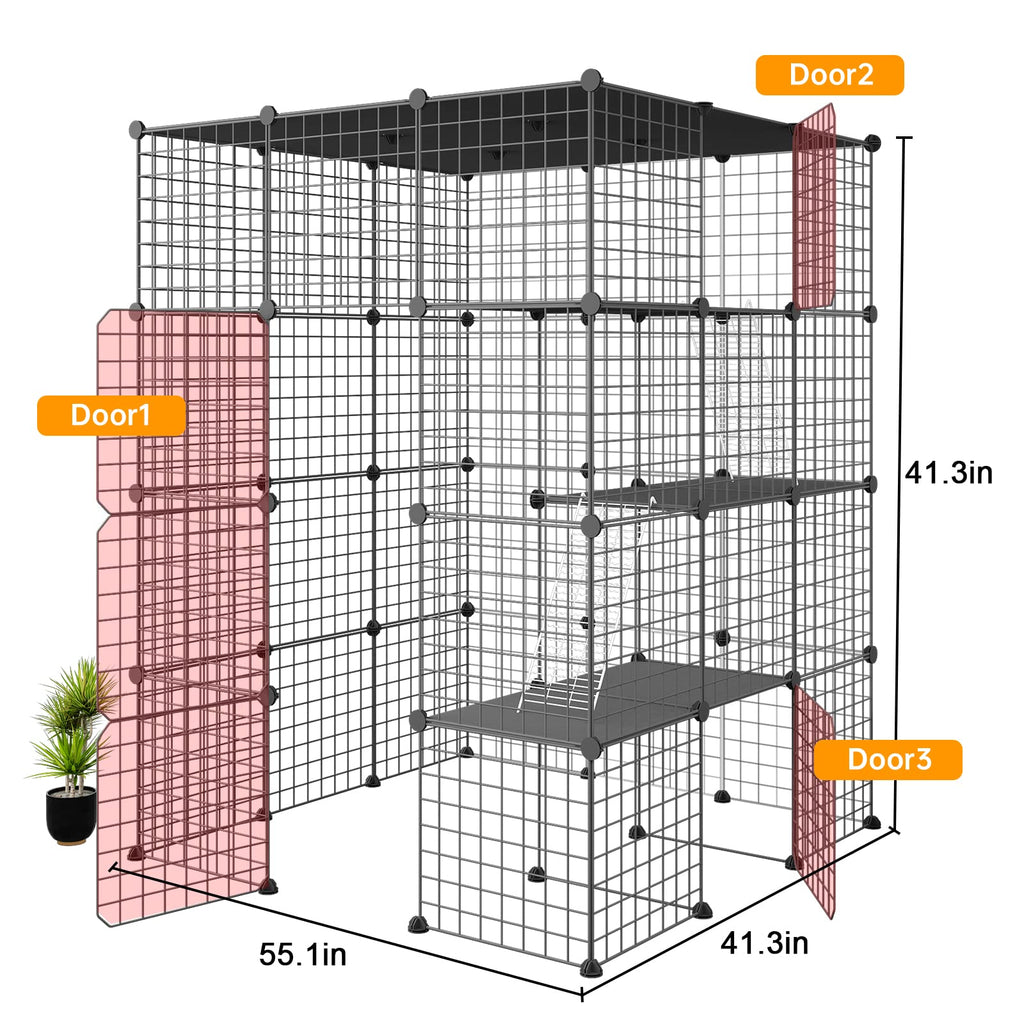 Extra Large 4-Tier Metal Cat Cage with Platforms U835
