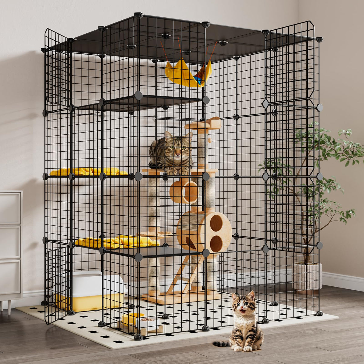 Extra Large 4-Tier Metal Cat Cage with Platforms U835