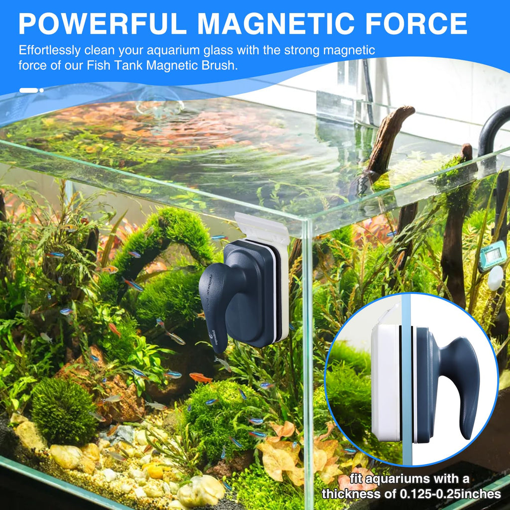 Aquarium Air Bubble Light and Magnetic Glass Clean Brush Y593630