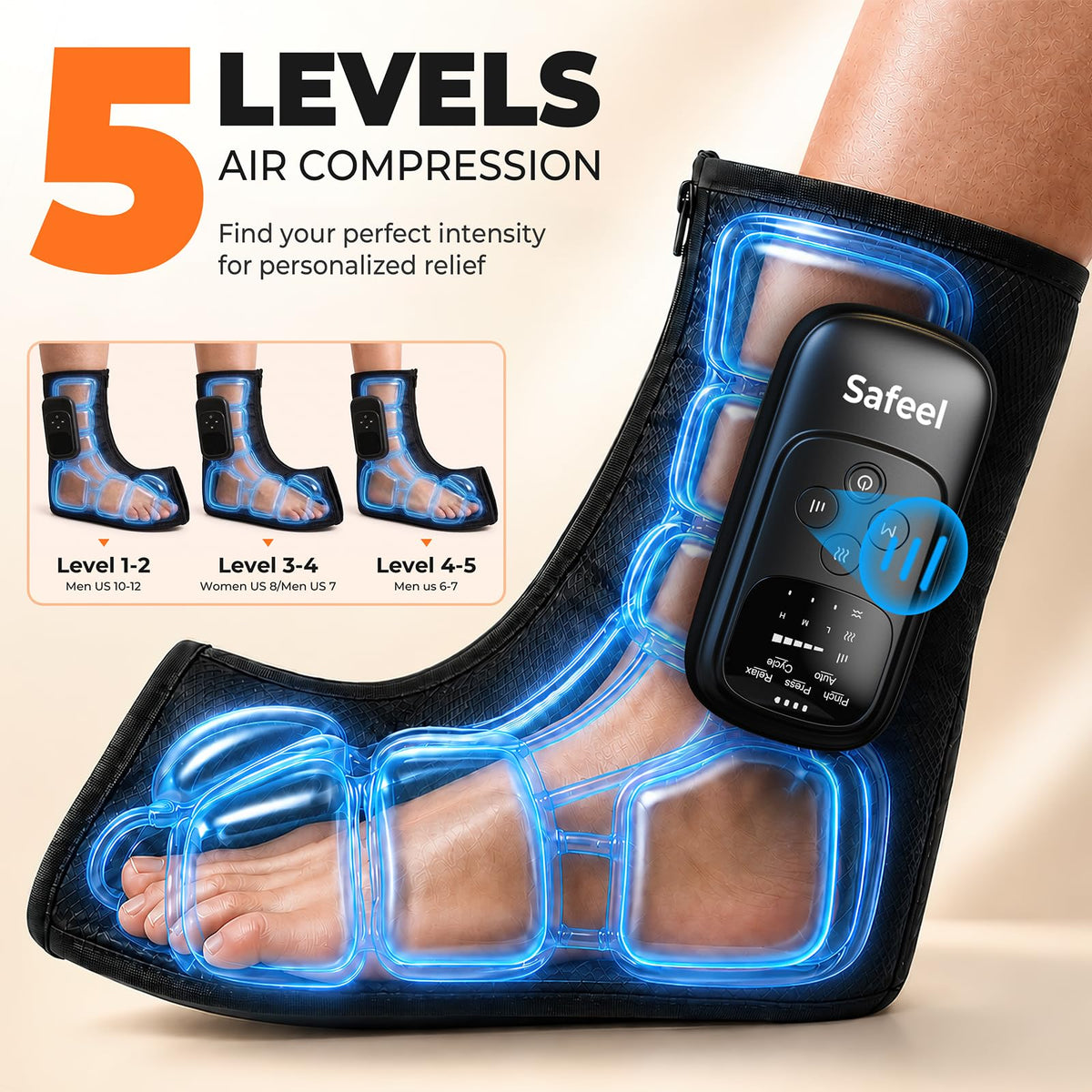 2 Pack 4-in-1 Air Compression Foot Massager with Heat N66755