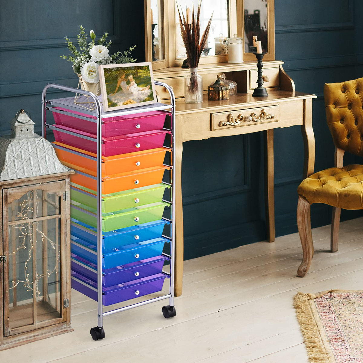 10 Drawer Rolling Storage Cart with Lockable Wheels N19295