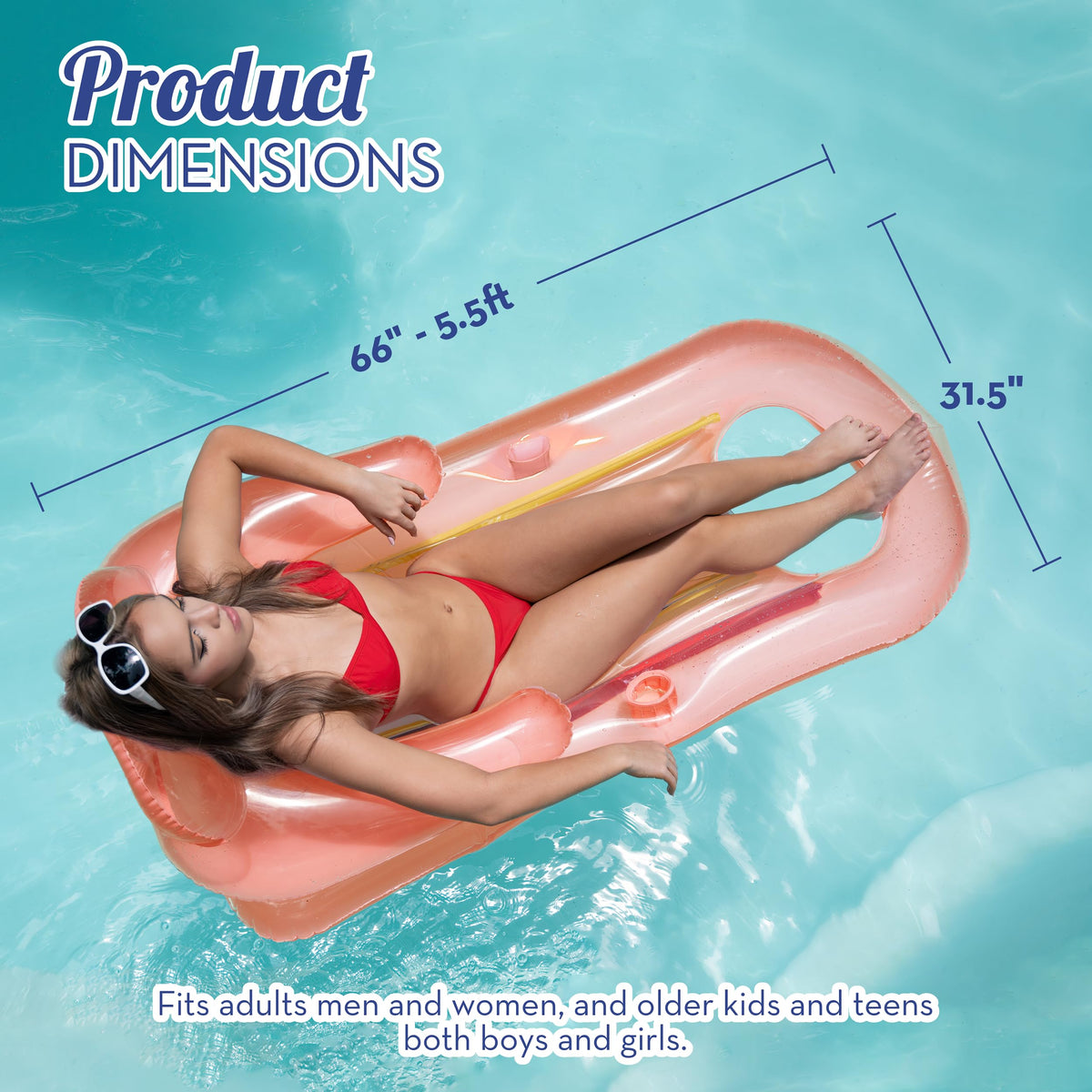 Adult Size Pool Floats Lounger with Cup Holder 2 Pack L5485