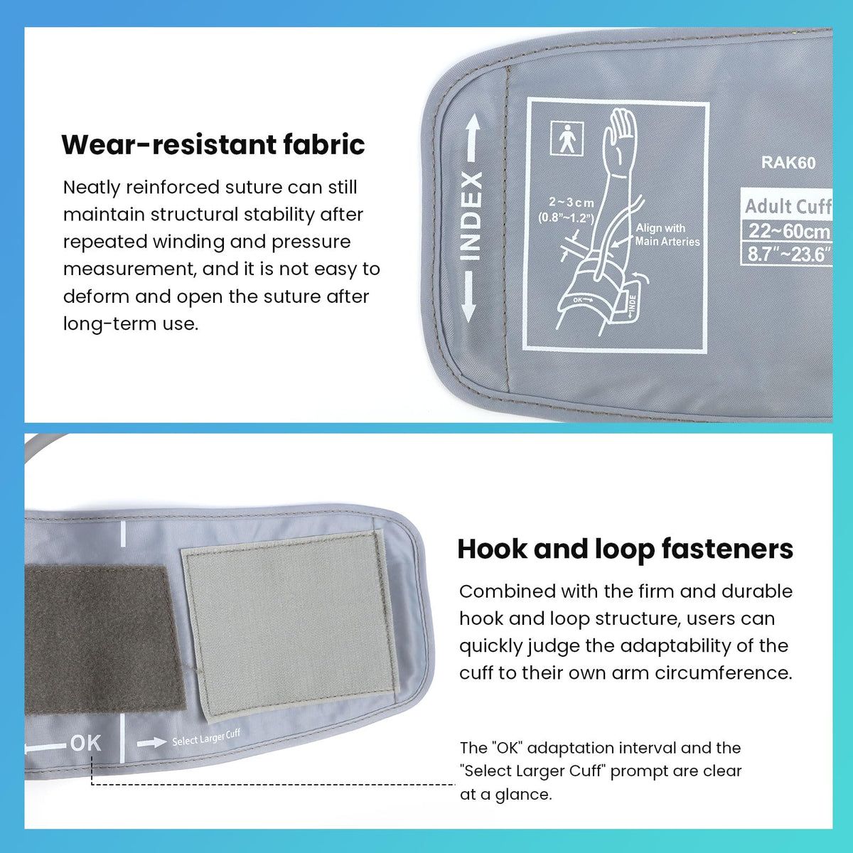 Extra Large Blood Pressure Cuff Replacement, 8.7"-23.6" Adjustable Upper Arm Cuff X307