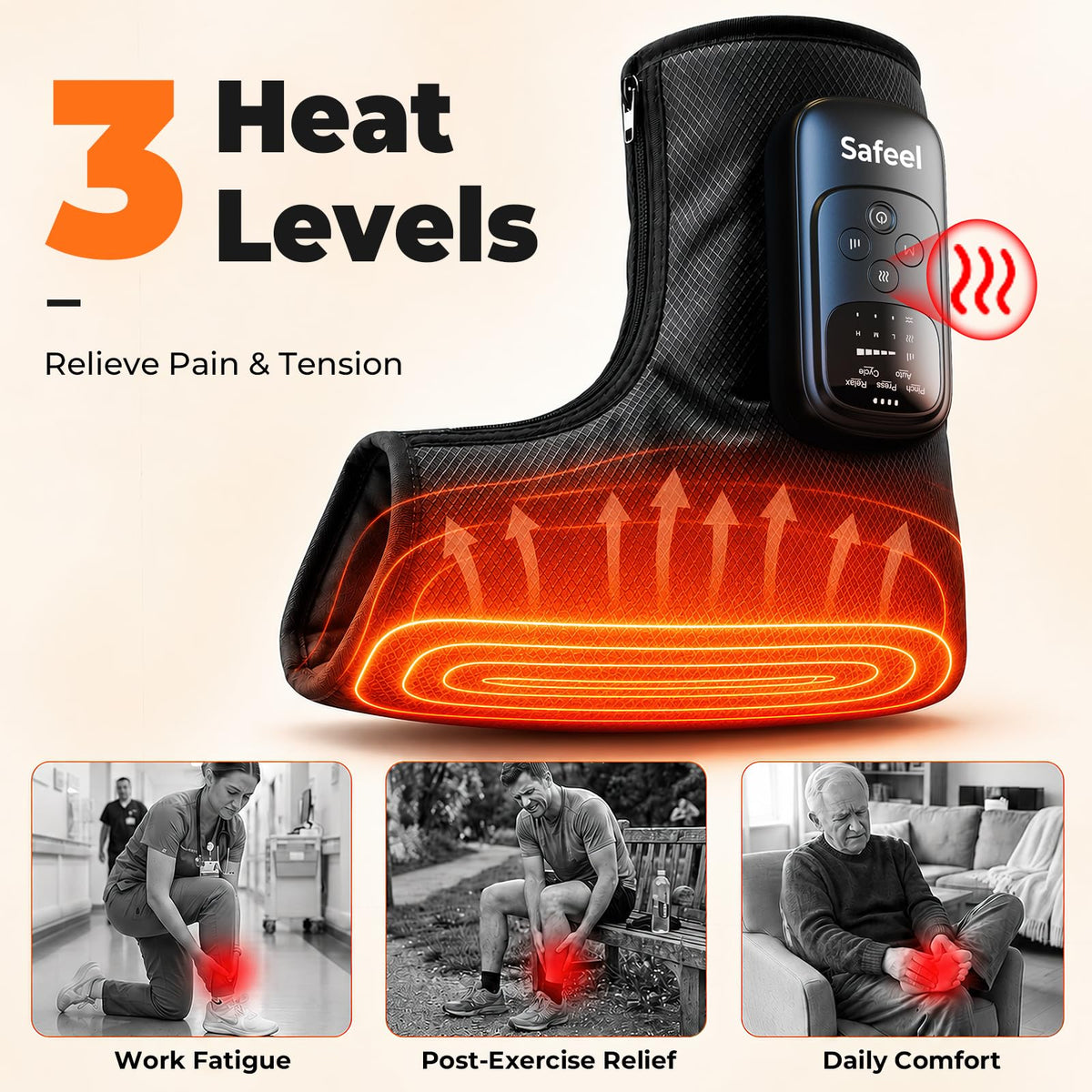 2 Pack 4-in-1 Air Compression Foot Massager with Heat N66755