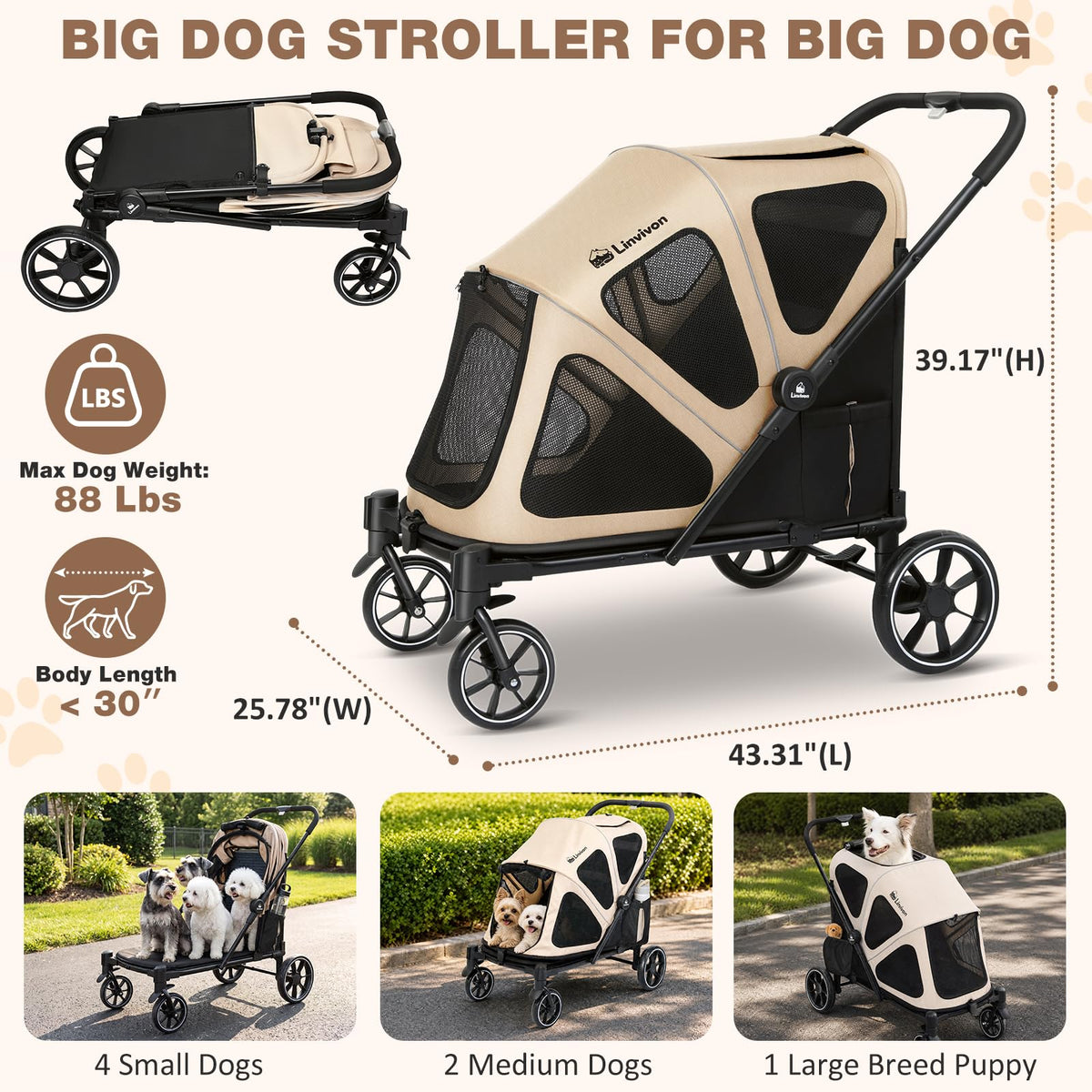 Foldable Dog Stroller with Ramp J11504
