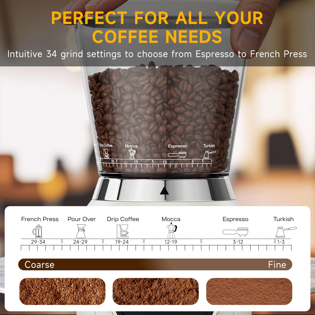 Conical Burr Coffee Grinder, 34 Settings M4200