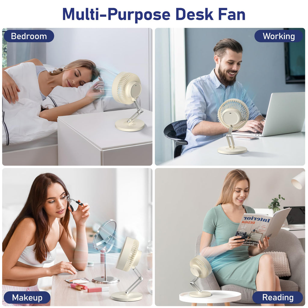Small Quiet Table Fan with Metal Stand 3 Speed 2000mAh Rechargeable N2806