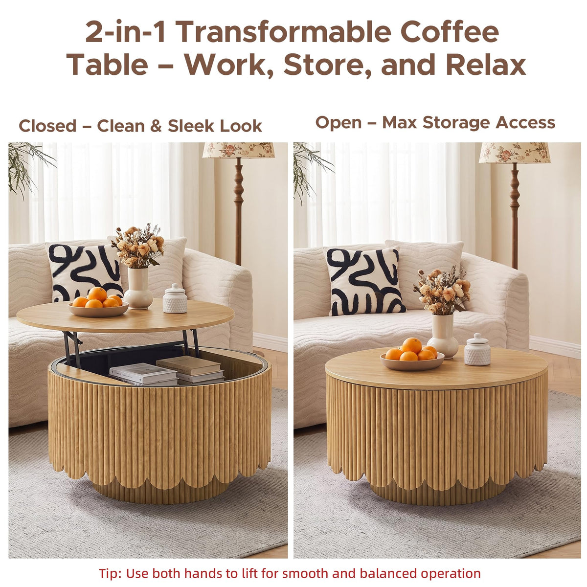 Lift Top Coffee Table with Storage Q332