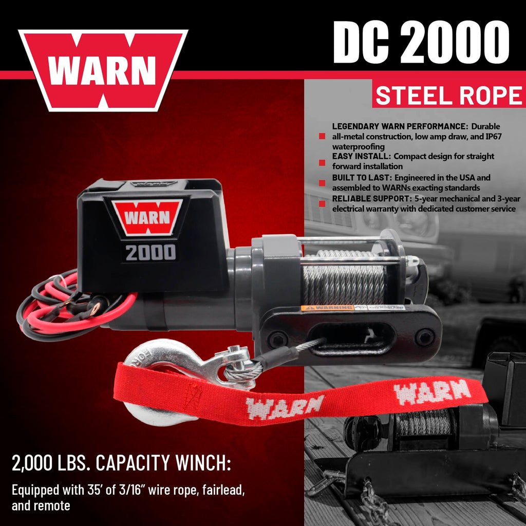 12V Electric Winch with 2000 lb Pulling Capacity S3732
