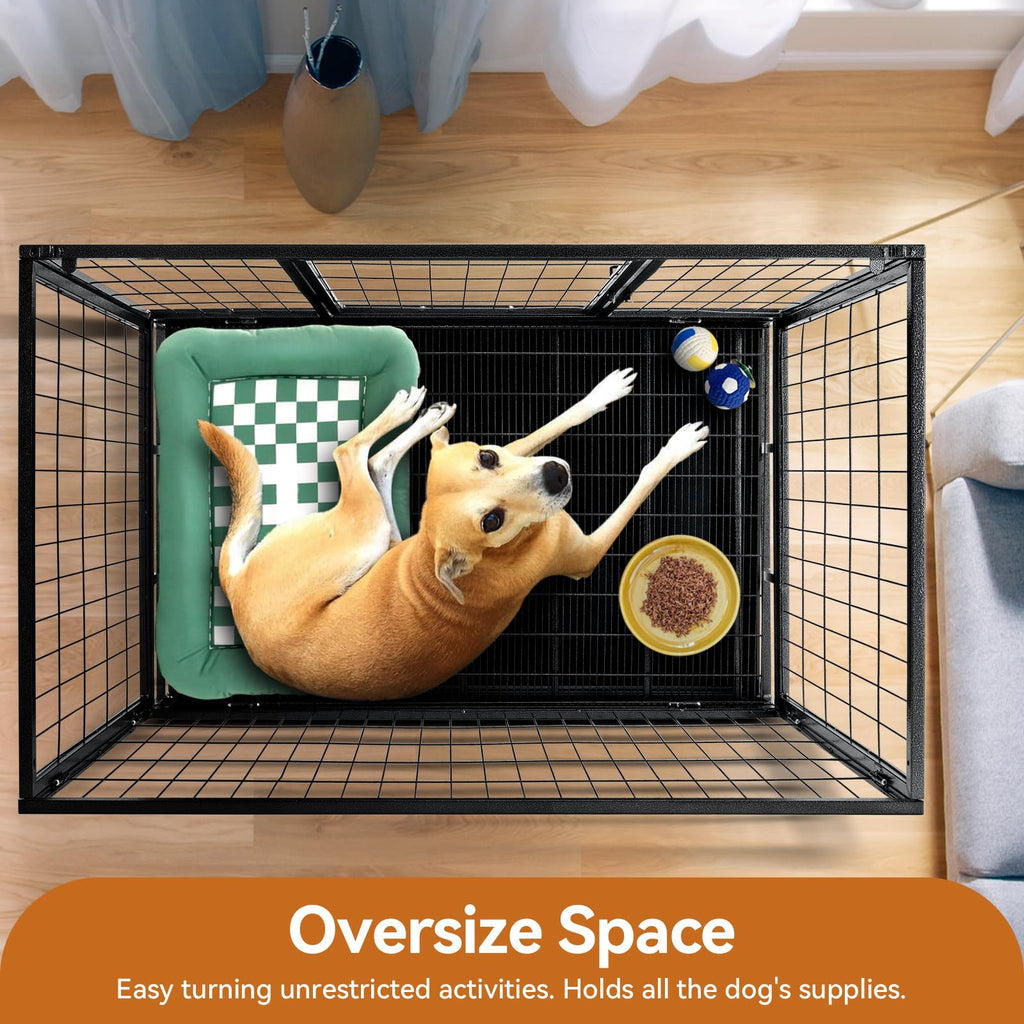 48 inch Wire Dog Crate with Lockable Wheels and Removable Tray P88478