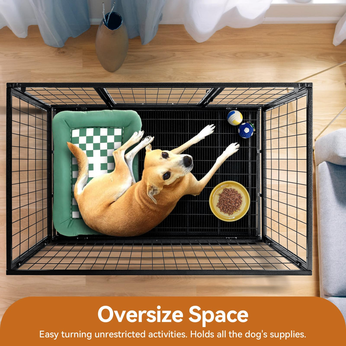 48 inch Wire Dog Crate with Lockable Wheels and Removable Tray P88478