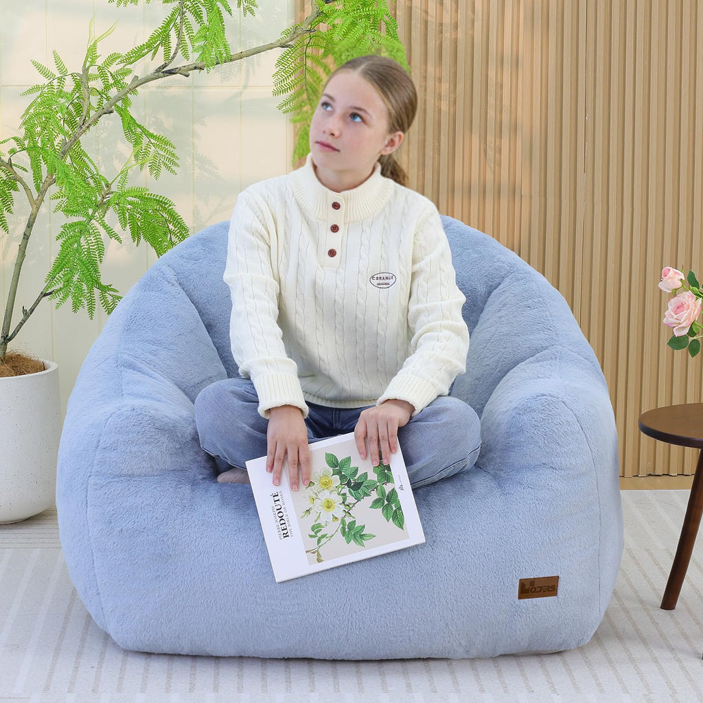 Light Blue Corduroy Bean Bag Chair Q891