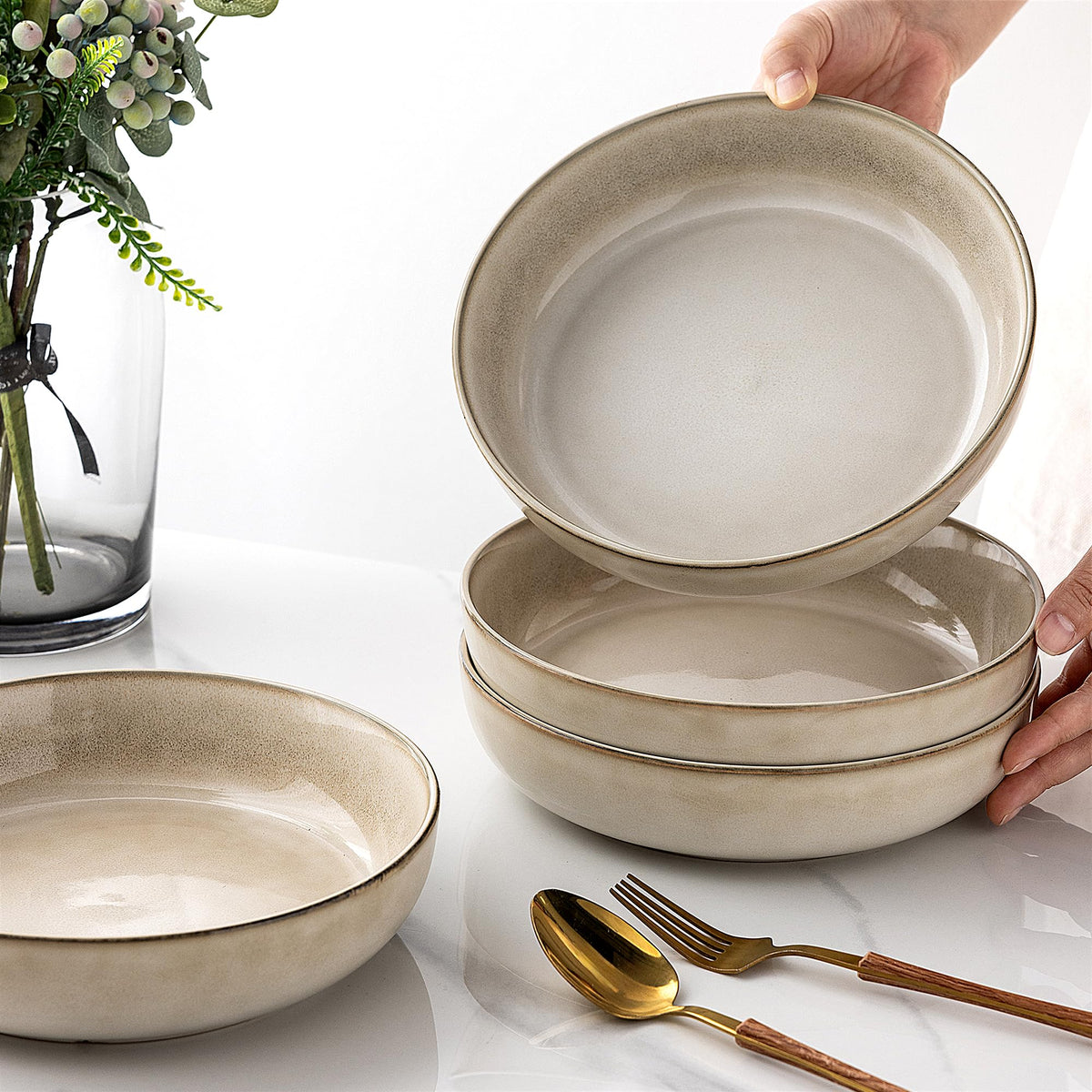 8.75'' 38oz Ceramic Pasta Bowls Set of 4 Q683640