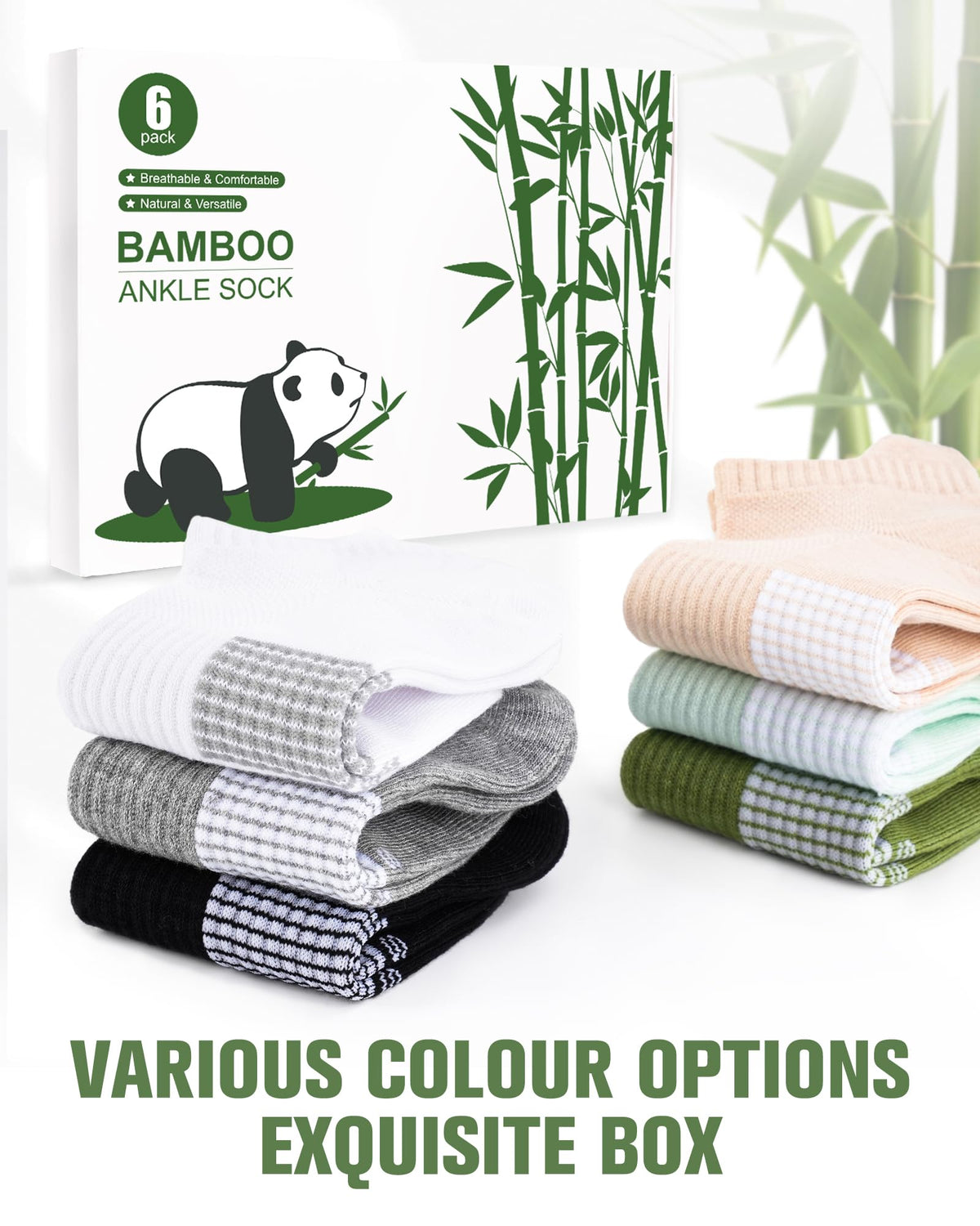 Women's Bamboo Viscose Ankle Socks, 6 Pairs N98980