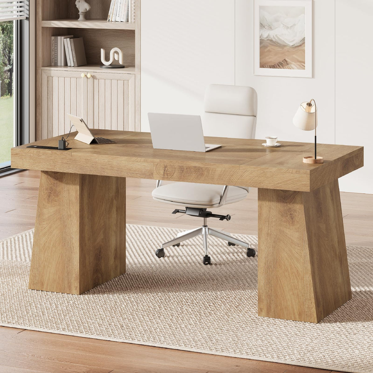 55.9" Executive Desk with Storage & Power Outlets H7333