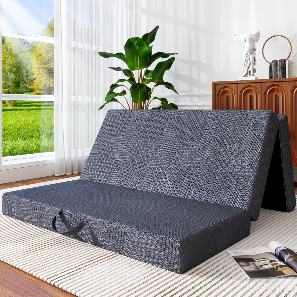 6 Inch Cooling Gel Memory Foam Trifold Mattress with Ice Silk Cover Y16924