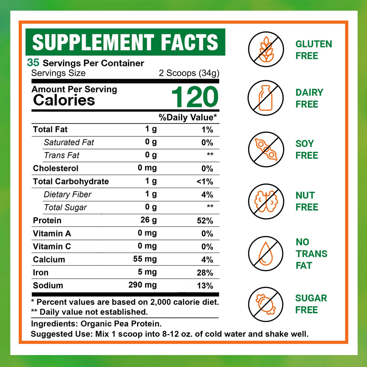 Organic Pea Protein Powder 2.62lbs A3721