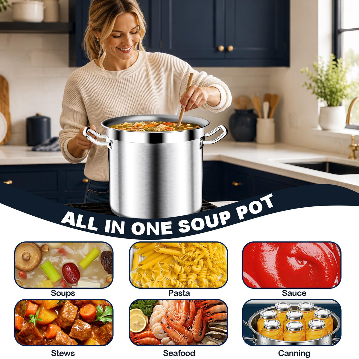 40 Quart Stainless Steel Stock Pot with Lid L956473