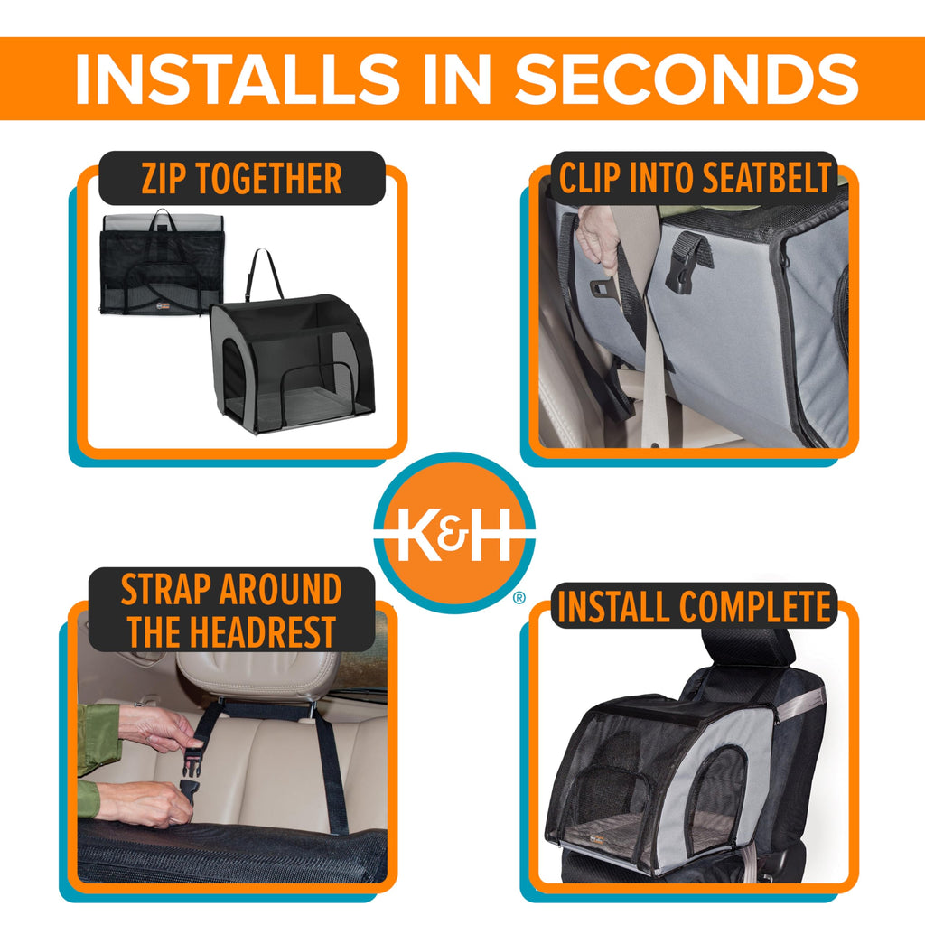 Dog Car Seat, Medium, Gray/Black Q64899