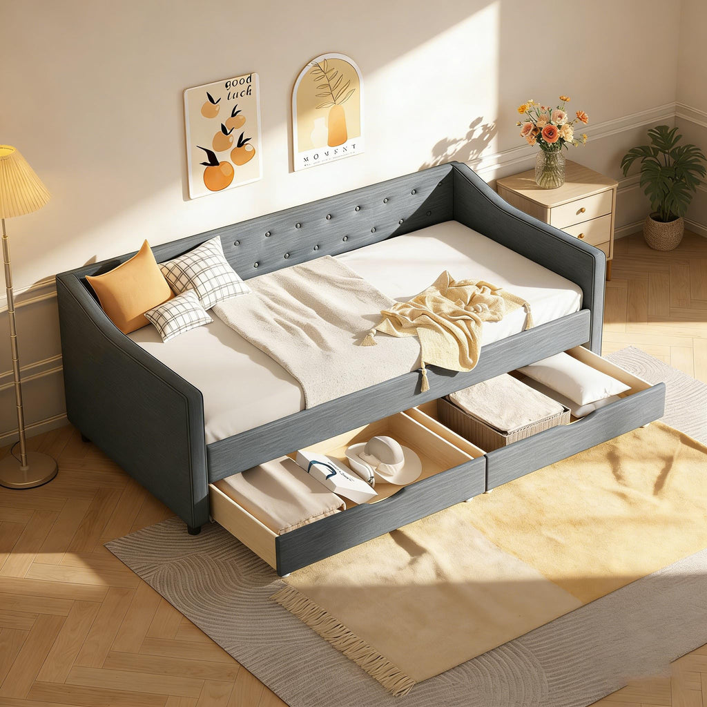 Upholstered Twin Size Daybed with Drawers L29392