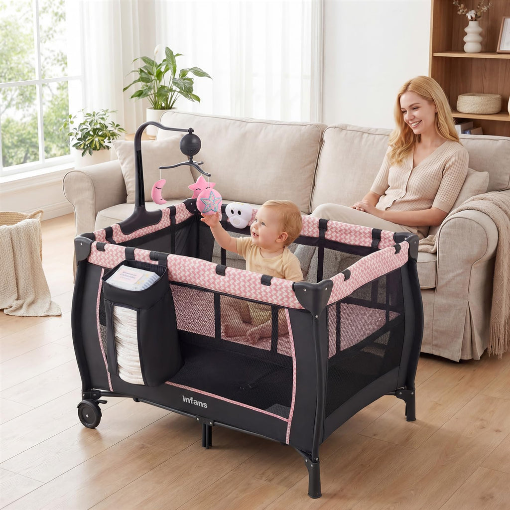 3 in 1 Pack and Play with Bassinet, Changing Table, Storage C579