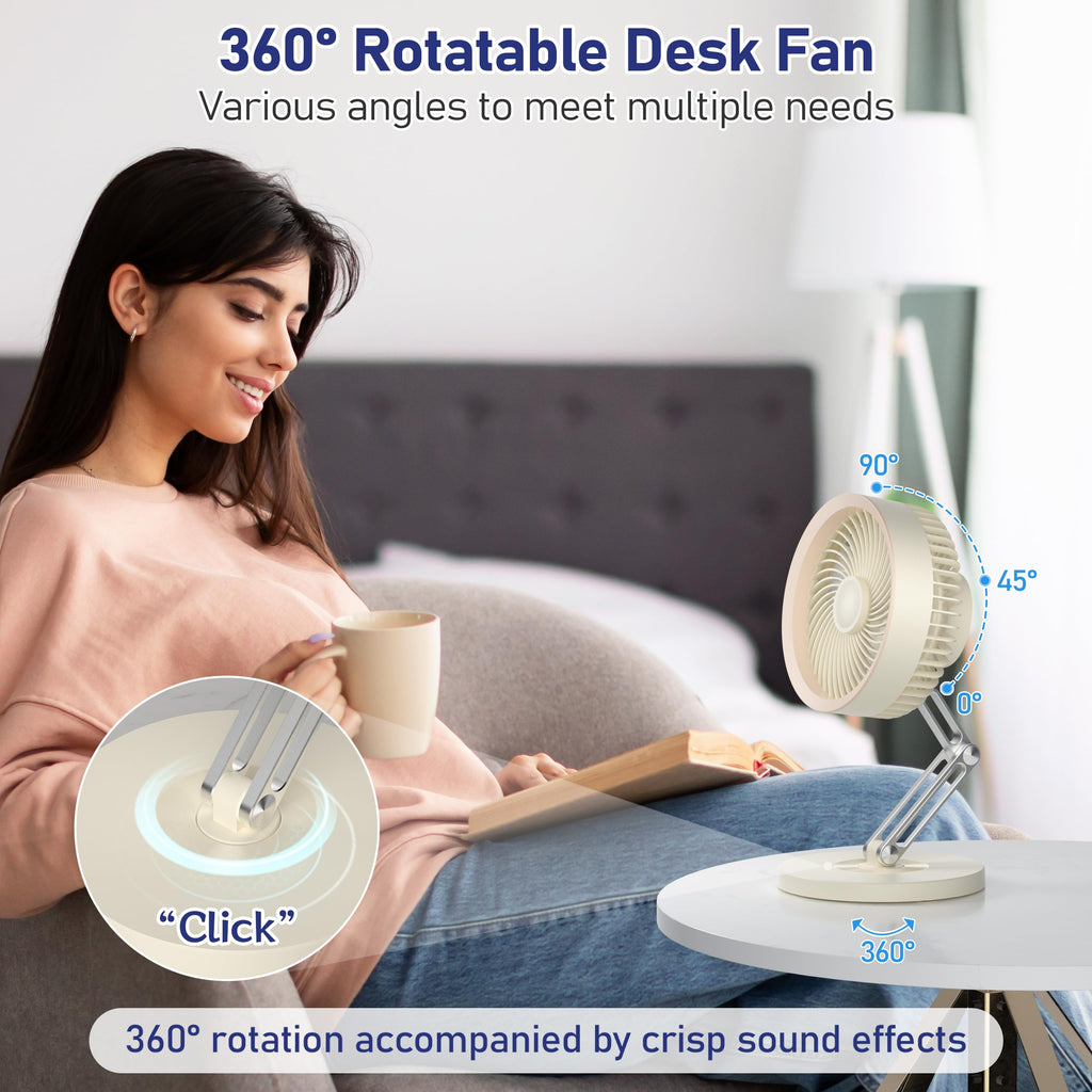Small Quiet Table Fan with Metal Stand 3 Speed 2000mAh Rechargeable N2806