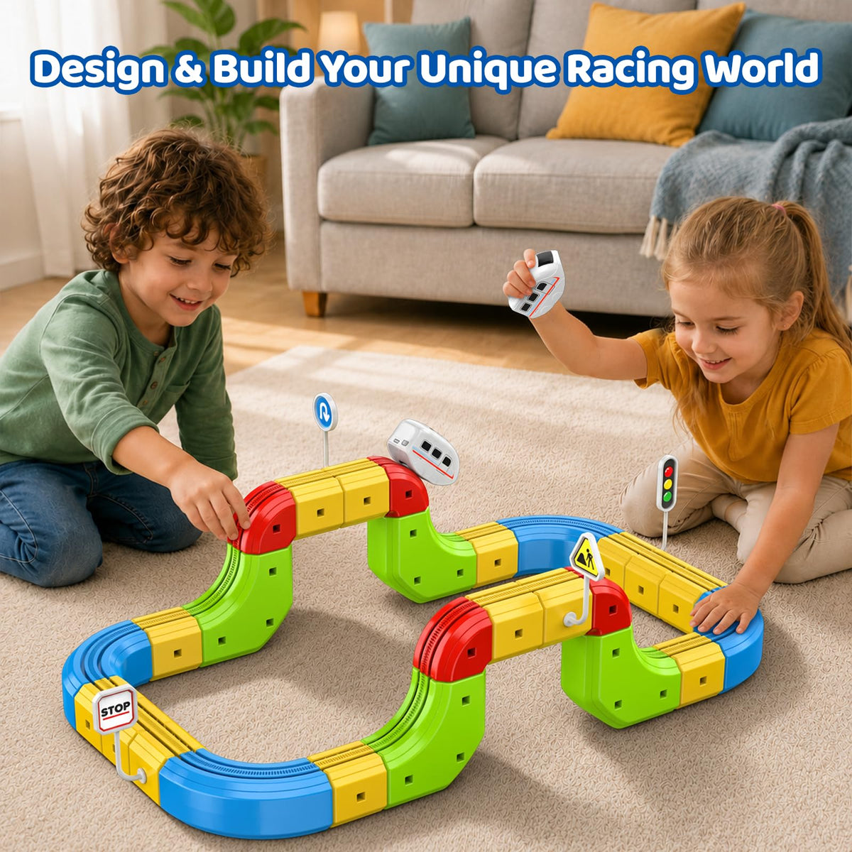 52PCS Electric Train Set 3D Flexible Race Track Toy H4894