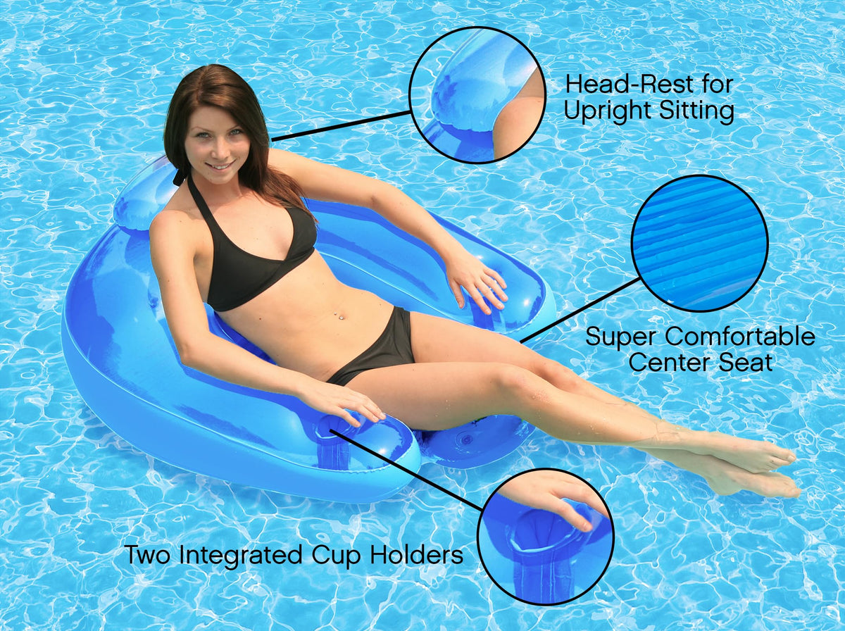 Inflatable Pool Float Lounge Chair with Cup Holders H1617