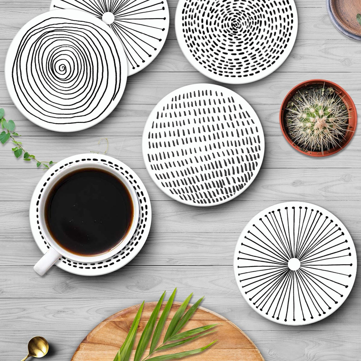 Set of 6 Ceramic Stone Coasters V2156