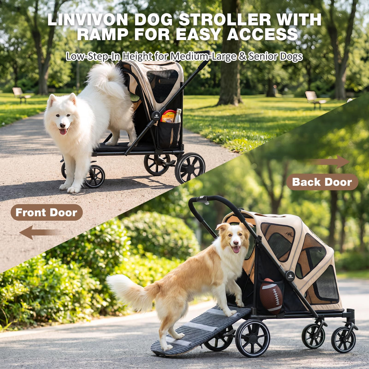 Foldable Dog Stroller with Ramp J11504