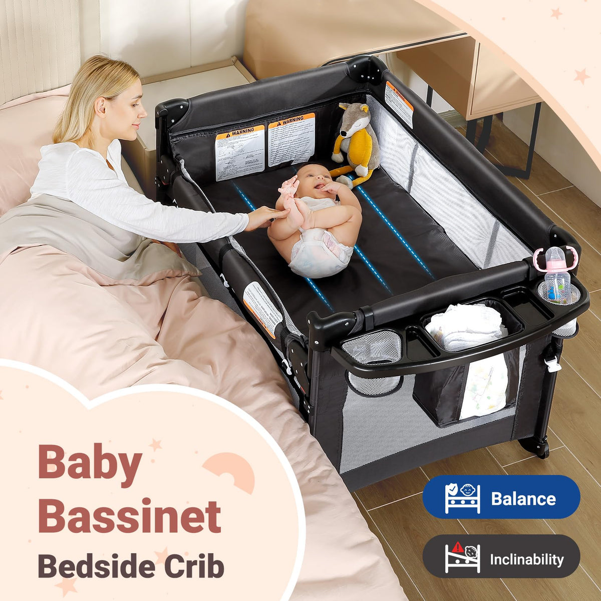 5 in 1 Adjustable Foldable Playard with Changing Table J7736