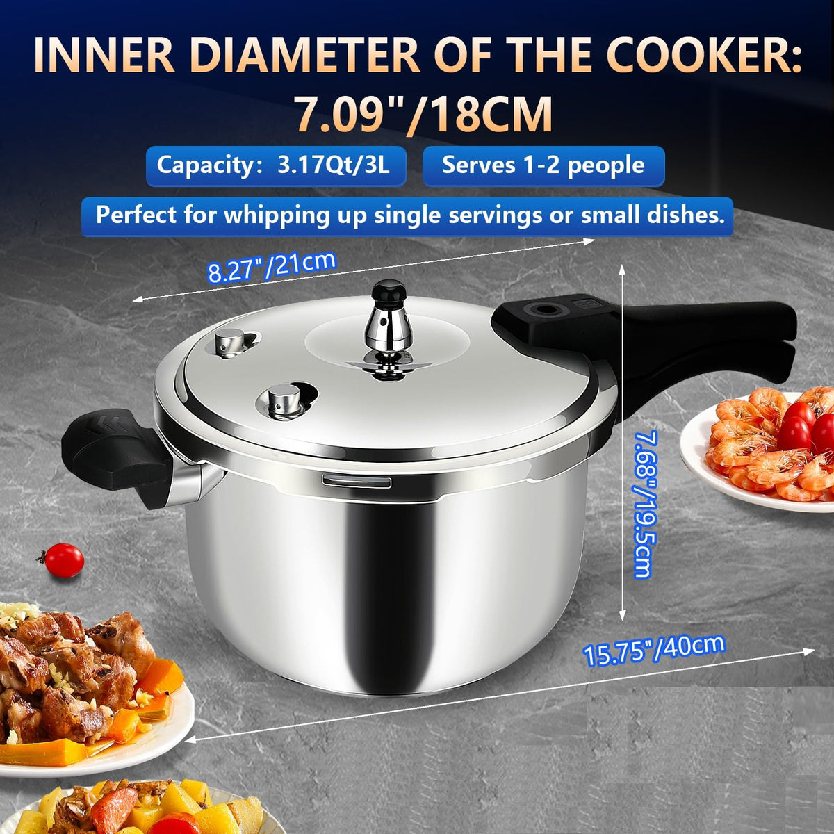 Stainless Steel 3 Quart Pressure Cooker Q6227