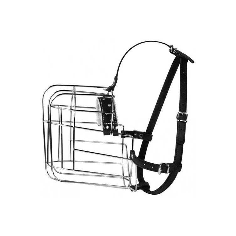 Metal Dog Muzzle Wire Basket with Leather Straps S6421