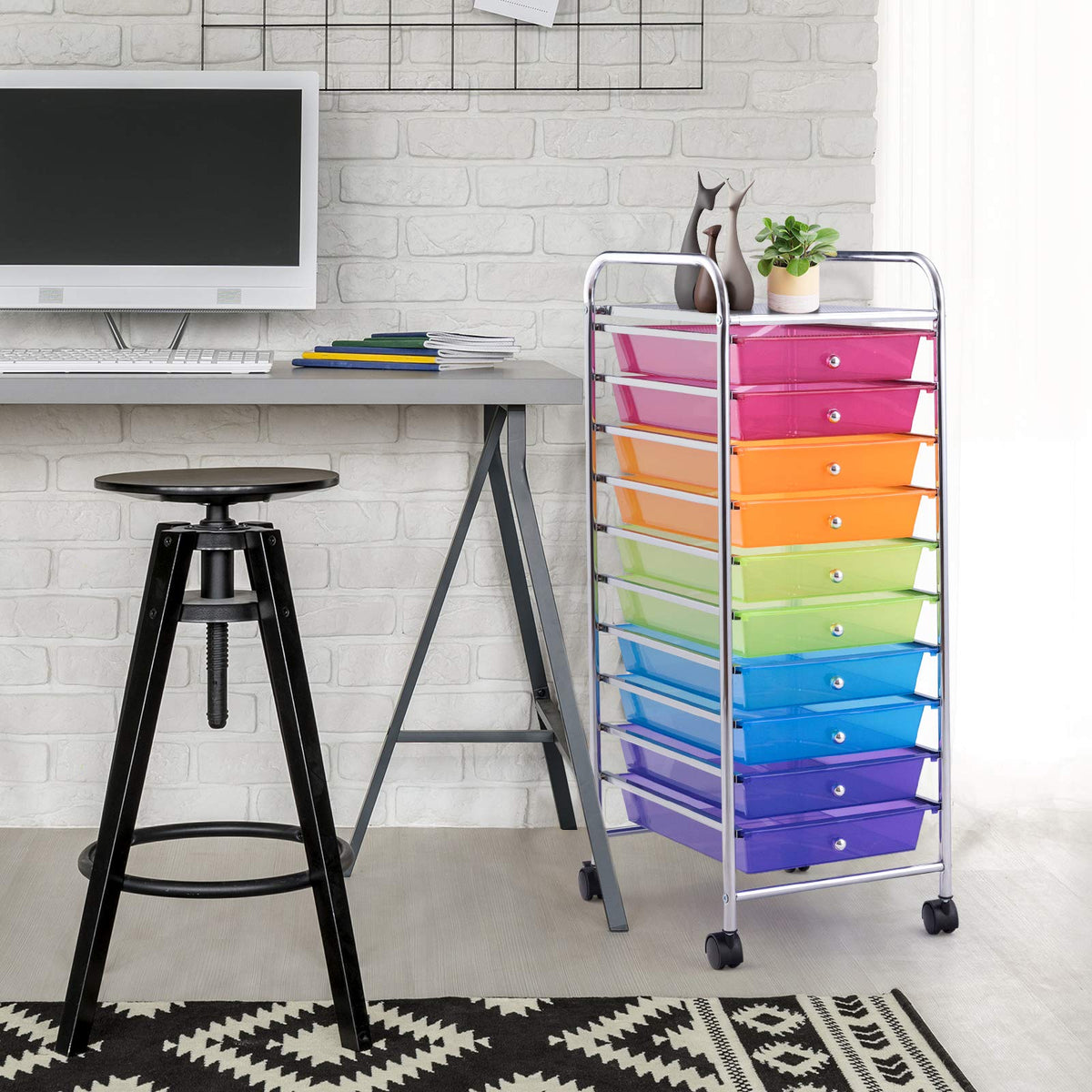 10 Drawer Rolling Storage Cart with Lockable Wheels N19295