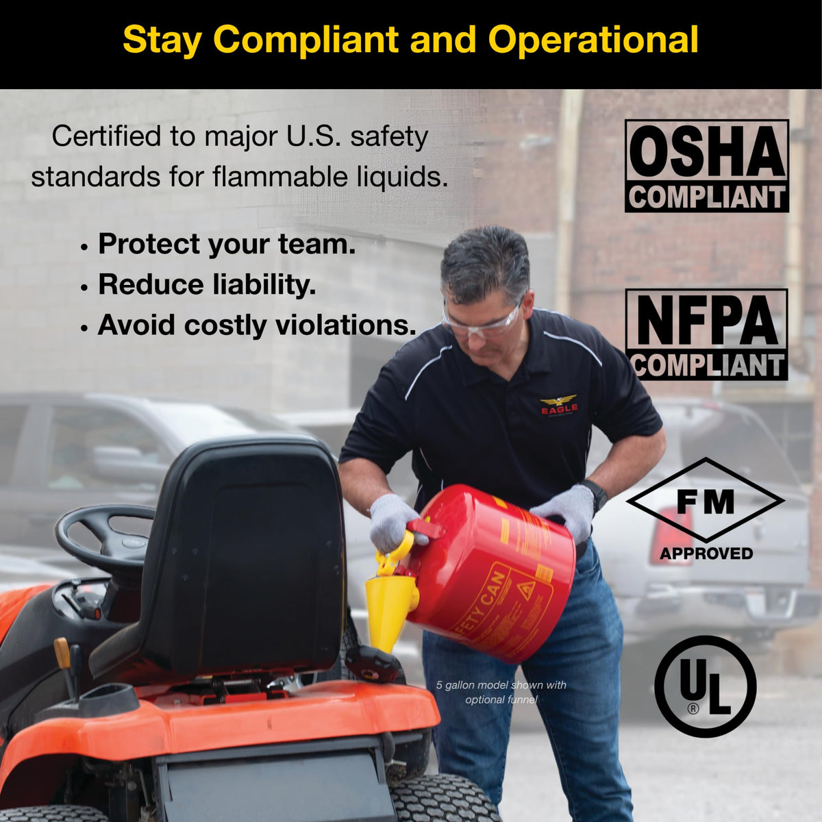 5 Gallon Type I Red Safety Gas Can R96677