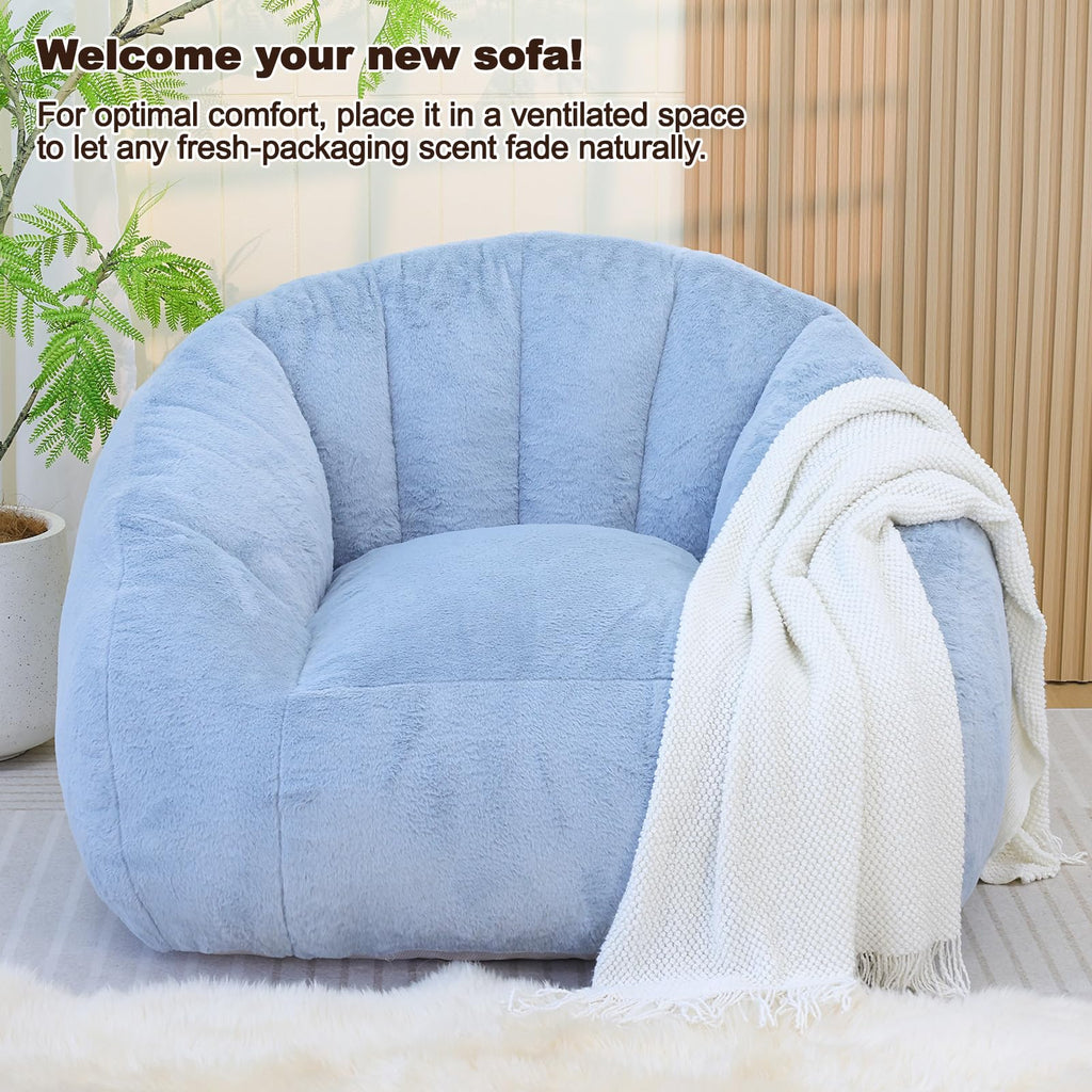 Light Blue Corduroy Bean Bag Chair Q891