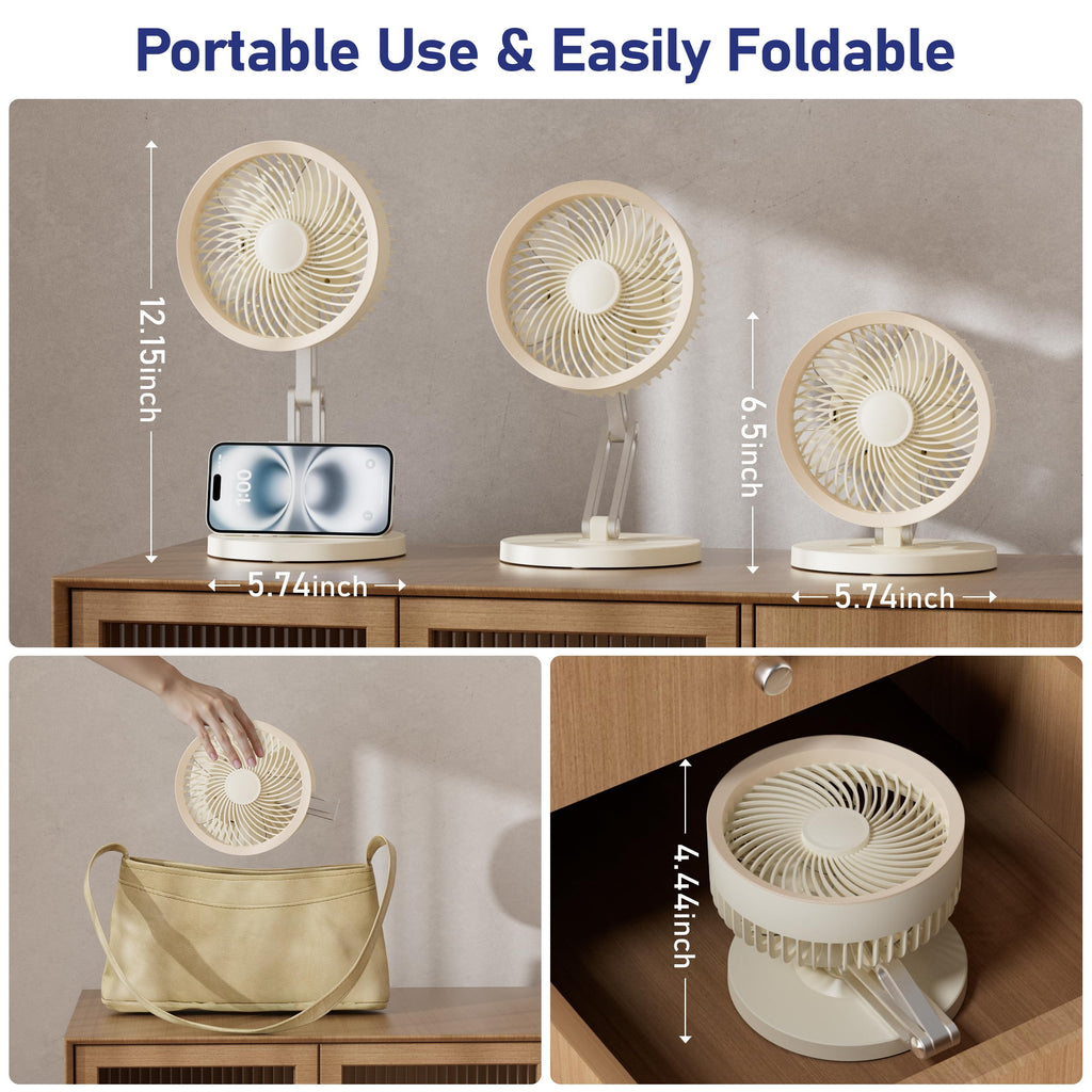 Small Quiet Table Fan with Metal Stand 3 Speed 2000mAh Rechargeable N2806