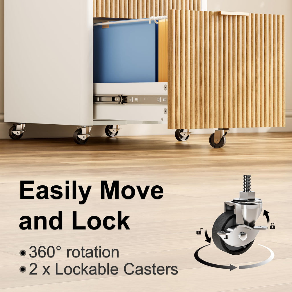2 Drawer Wooden Mobile File Cabinet with Lock C590536