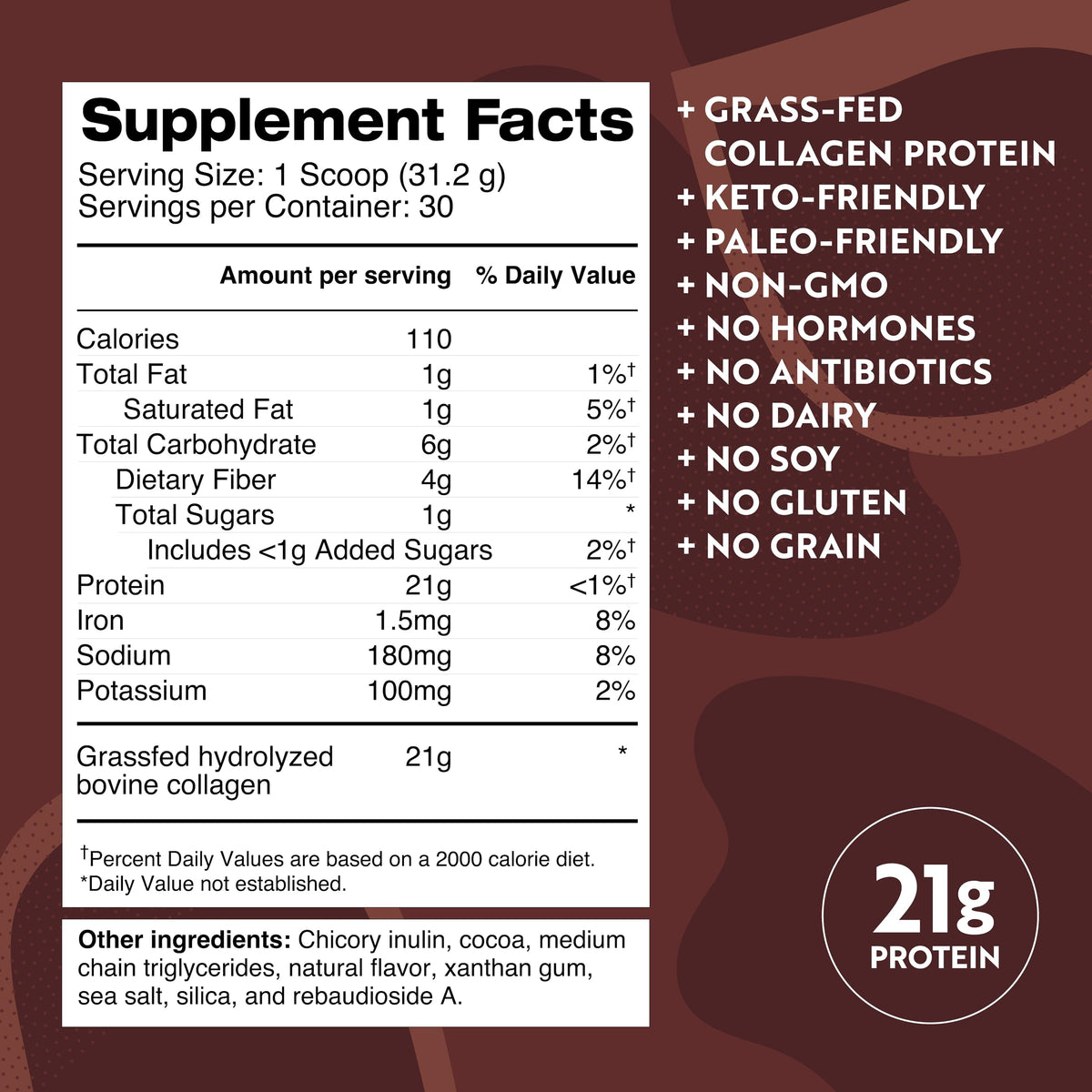 Chocolate Bone Broth Protein Powder 30 Servings M9457