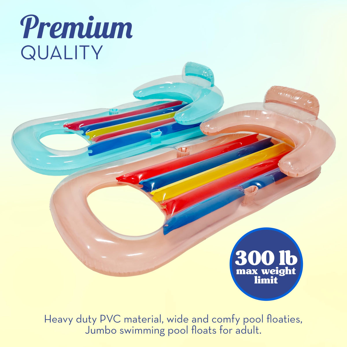 Adult Size Pool Floats Lounger with Cup Holder 2 Pack L5485