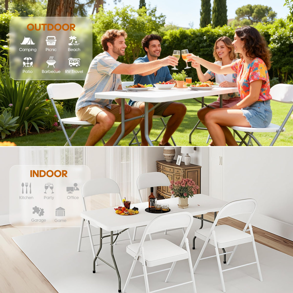 6ft Heavy Duty Folding Table White V2513
