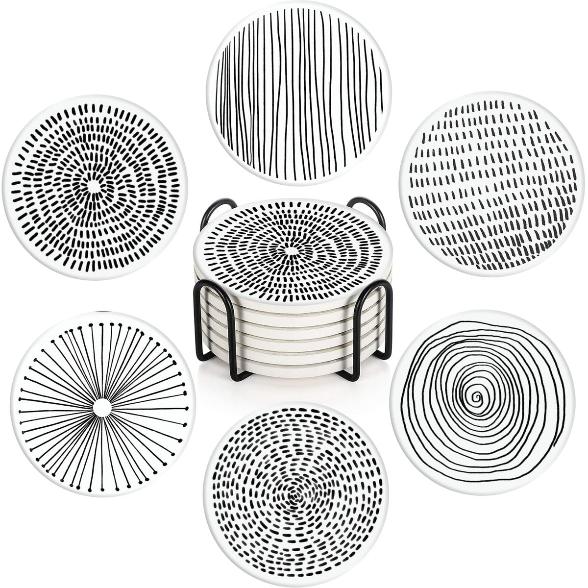 Set of 6 Ceramic Stone Coasters V2156