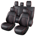 Waterproof Leather Seat Covers Full Set Black Red W980